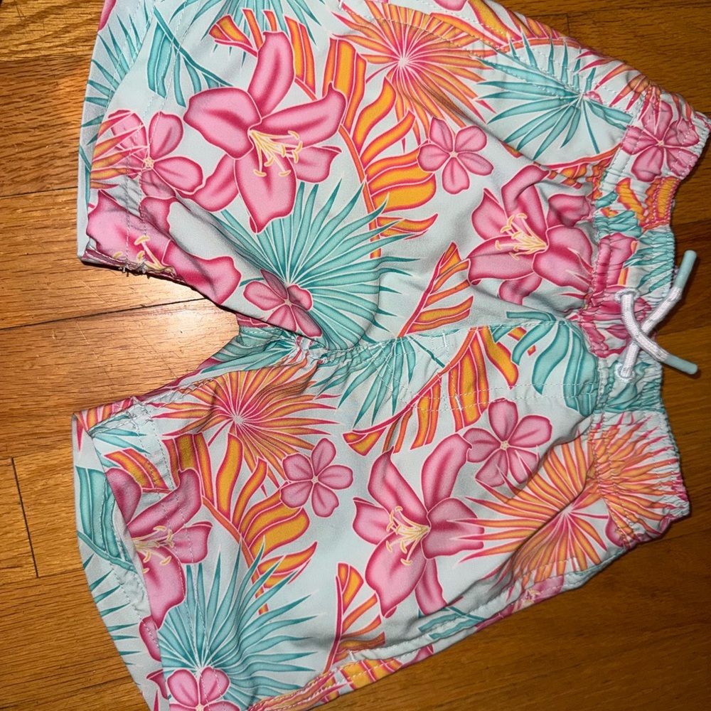 Tropical Floral Kids Swim Trunks